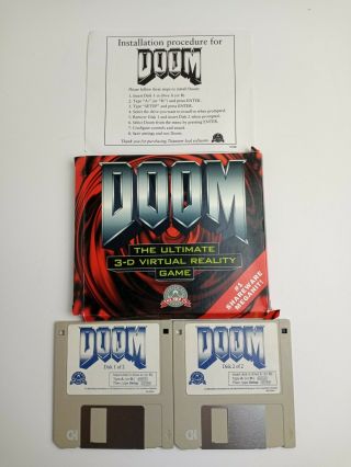 1993 Vintage - Doom Shareware Pc Floppy Disk 3.  5