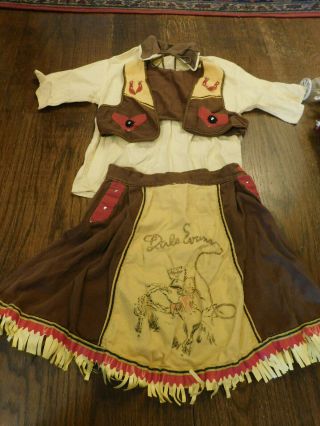 Vtg Cowgirl Dale Evans Outfit Child’s Costume Set Vest Skirt W Fringe Shirt Rare
