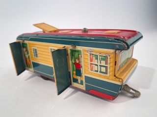 Vintage Tin Travel Trailer Camper Toy 7 " Opening Doors & Moon Roof