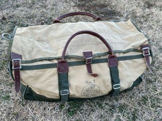 Vintage Gokeys No.  7 Sportsman Travel Duffle Bag Canvas Leather Nylon Base