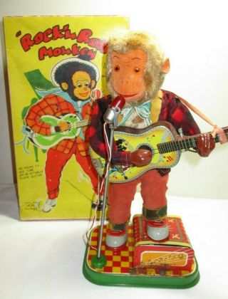 Vintage Alps Battery Operated Rock & Roll Monkey