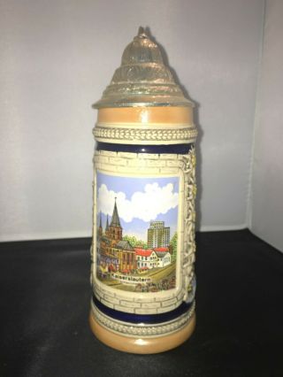 Vintage Western Germany German Beer Stein With Lid Ceramic Mug 10” Tall