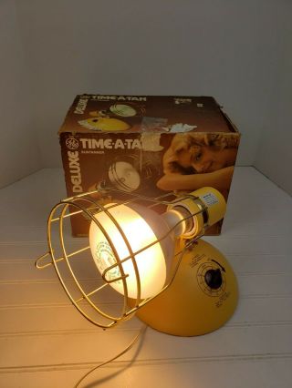 Vintage General Electric Time - A - Tan Deluxe Sun Lamp Tanner W/box