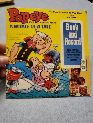 Vtg Popeye Sailor Man Whale Of A Tale Peter Pan Read Along Book Record