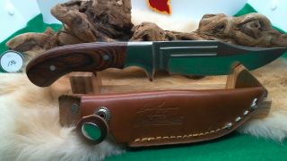 Montana Silversmiths Model G3 Hunting Knife By Dan Gwynn - With Leather Sheath