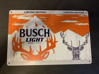 Busch Light Beer Tin Sign Buck Outdoors Hunting Mountains Budweiser Bud