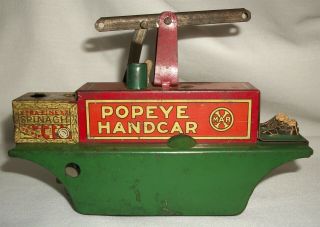 Vintage Marx Popeye Handcar Windup Tin Toy Part Trolley Train