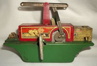 Vintage Marx Popeye Handcar Windup Tin Toy Part Trolley Train 2