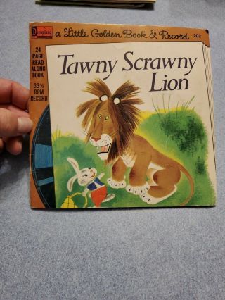 Vtg Tawny Scrawny Lion Disneyland Little Golden Read Along Book Record