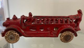 Antique Cast Iron Hubley? Fire Engine Ladder Toy Truck Car Vintage
