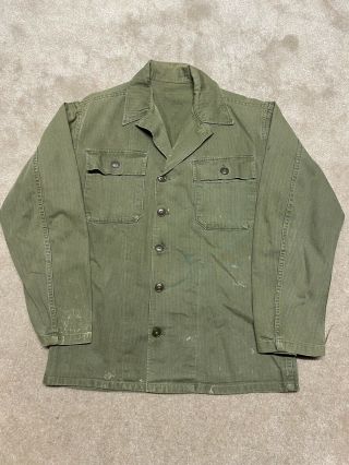 Vintage Ww2 Hbt Jacket Size Small Green