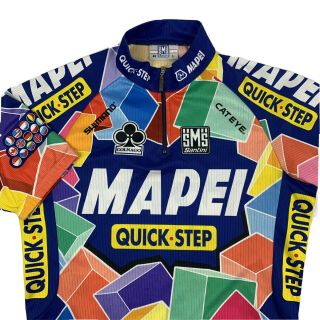 Vintage SMS Santini MAPEI Cycling Jersey Mens Large 48 Multicolor Italy 2