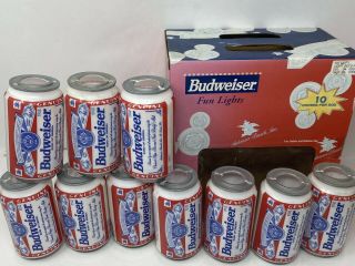 Vintage Budweiser Beer Can String Lights Plug In Patio Van Set Of 10