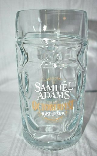Samuel Adams Octoberfest Clear Glass Beer Stein Mug " Raise The Stein "