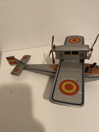 Vintage Wind Up Tin Toy Air Plane