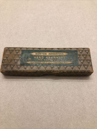 Vintage Norton Abrasives Hard Arkansas Pen Knife Piece Oilstone Size 4 Hb 14