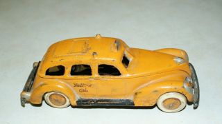 Antique Arcade Cast Iron Yellow Cab Taxi With Driver