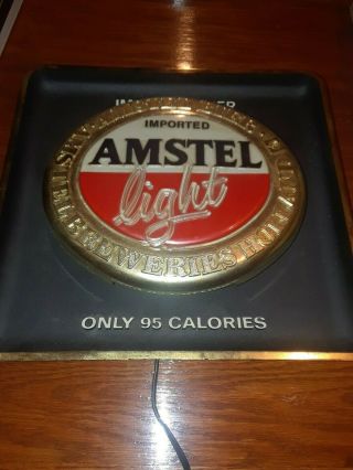 Vintage Rare Amstel Light Beer Sign Lighted Imported Bier Only 95 Calories
