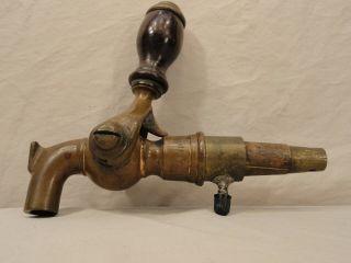 Antique The Cleveland Faucet Co Brass Wood Beer Tap Spigot Vtg Pre Prohibition