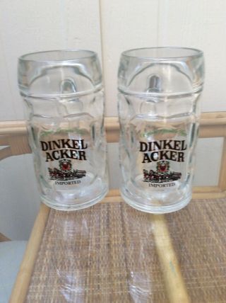 2 Dinkel Acker Glass Beer Mug Steins 0.  5l Dimpled 1211