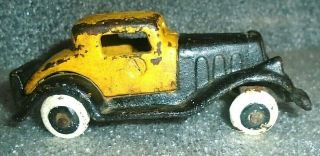 Old Painted Cast Iron Toy Yellow Cab Taxi Car