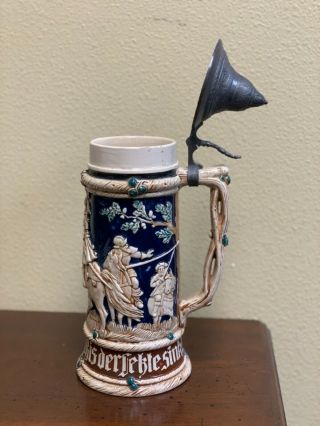 Antique Hand Painted German Beer Stein