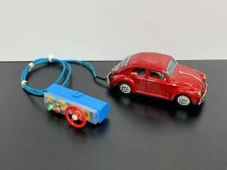 Vintage 1960s Bandai Volkswagen Beetle Battery Powered Remote Control Tin Toy Vw