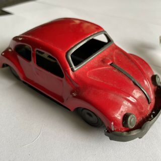 Vintage Volkswagon Bug Friction Car Made In Japan - Tin Car Red