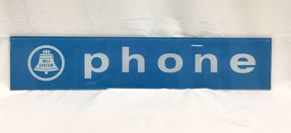Vintage Glass Bell Systems Phone Sign 22 1/4 " Long