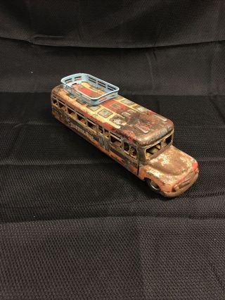 1950 Marusan Toy Children Friction Bus Litho Tin Toy Children Bus - Made In Japan