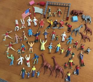 Vtg 1950s Marx Circus Playset 40 Figures,  Some Accessories Some Animals