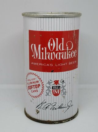1962 Bottom Open Old Milwaukee Aluminum Soft Top Flat Top Beer Can Schlitz Tax