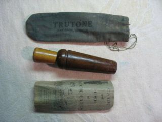 Vintage L.  C.  Larson Trutone Duck Call - W/ Instructions & Pouch
