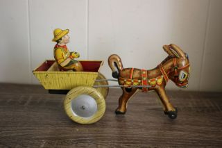 Vtg Antique Marx Balky Mule Wind Up Tin Litho Toy