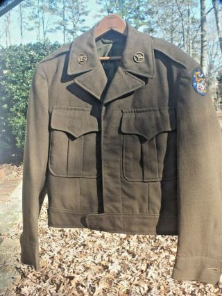 Vtg Wwii Us Army 5th Air Force Corp Ike Wool Jacket 34s Military Patch & Pins