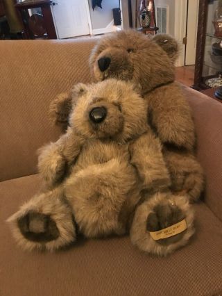 Set Of 2 Vintage 1994 Pot Belly Bear By Fancy Zoo Plush Stuffed Huge 20 " & 15 "