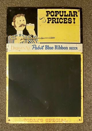 Vintage Pabst Blue Ribbon Chalkboard Tin Metal Beer Sign
