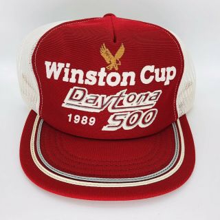 Vintage 1989 Nascar Winston Cup Daytona 500 Usa Snapback Trucker Hat Cap Racing