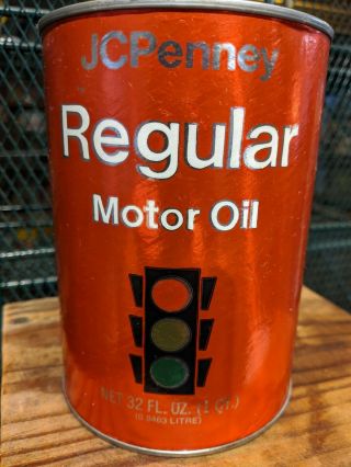 Vintage J C Penney Regular Motor Oil 1 Quart Red Can