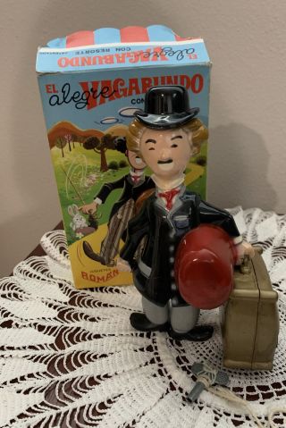 Vintage Charlie Chaplin Windup Toy Wbox & Key Roman Spain