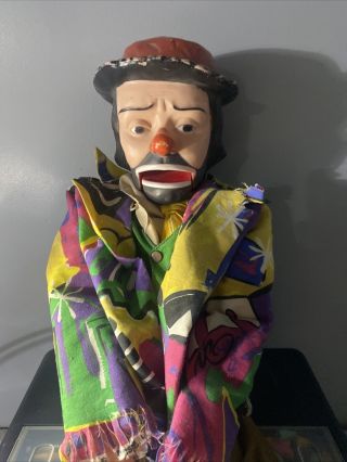 Vintage Emmett Kelly Ventriloquist Dummy Doll Juro Novelty Co Talking Clown
