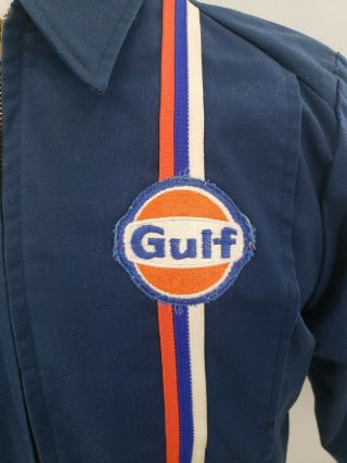 Vtg Gulf Oil Gas Station Attendant Mechanic Uniform Lined Jacket Coat Lion Lock 3
