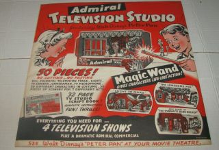 Admiral Television Studio 1953 Play Set Walt Disney Peter Pan Sky King