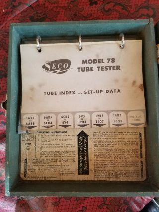Vintage SECO Model 78 Tube Tester w/ Tube Index & Case 3