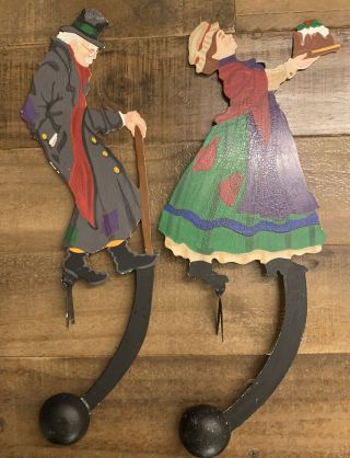 Great Kinetic Balancing Man And Woman Painted Metal Figures