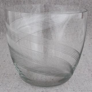Vintage Kaj Franck Nuutajarvi Notsjo Etched Feather Leaves Studio Glass Vase 4”