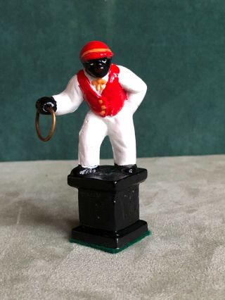 Miniature Solid Cast Lawn Jockey,  3 1/2 Inches Hard To Find