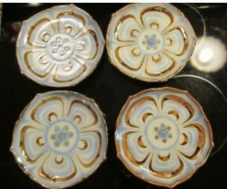 El Palomar Lotus Flower Pottery Ken Edwards Salad Plates 8 In Vintage 4 M1