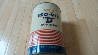 Vintage Standard Oil Co.  Iso - Vis " D " Motor Oil 5 Quart Can -