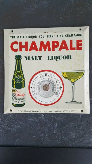Vintage Sparkling Champale Malt Liquor Old Metal Tin Sign Thermometer
